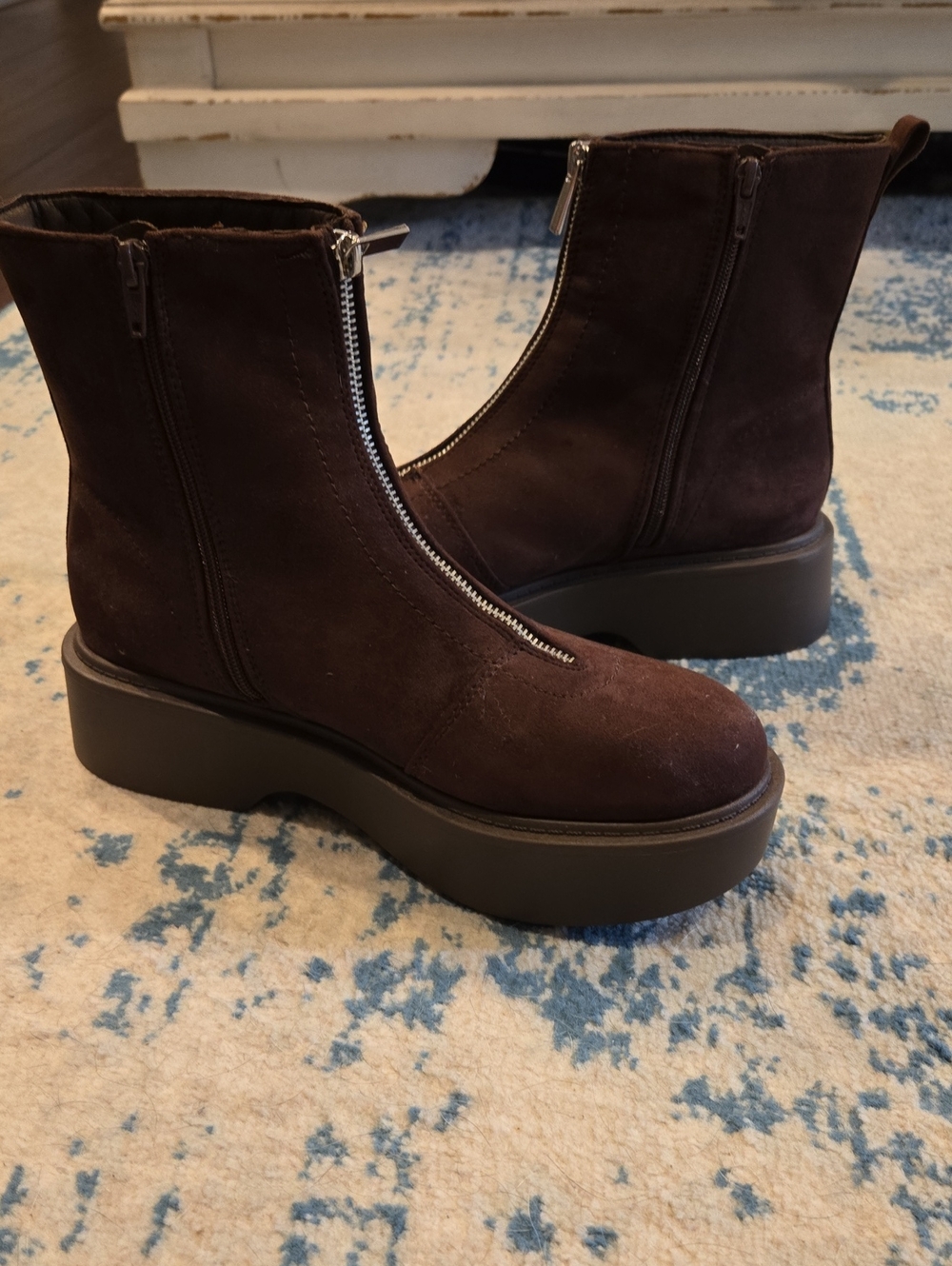 Women’s Dark Brown Platform Zip Ankle Boots